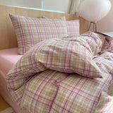 Yeknu  Nordic Sling Cotton Pink Stripes Duvet Cover 150x200 Size Girl's Room Housse De Couette Skin Friendly Breathable Comforter Sets