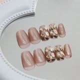 Yeknu  24 Square Short Fake Nails +1 Nail File +1 Piece of Jelly Glue