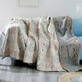 Yeknu  Bohemian Cotton Muslin Sofa Cover Reversible All Season Versatile Soft Furniture Protector Summer Quilt Couch Use
