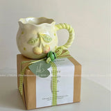 Yeknu Cute Cherry Ceramic Mug, Small Niche Design, Water Cup with Gift Box, Household Drinking Set, Kitchen,Dining and Bar Gift