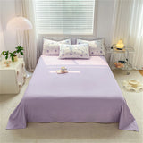 Yeknu  Textiles Soft Four-piece Bedding Set Pillowcase Purple Washed Cotton Flower Duvet Cover for Children Women Men Bed Sheet
