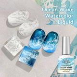 Yeknu  White Watercolor Ocean Wave Gel Polish 10ml Nail Poke Lace Hollow Gradient Soak Off UV Nail Art Semi-Permanent