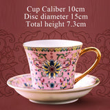 Yeknu  Creative Floral Pattern Cute Cups, Household Office Items Porcelain Water Mug, Minimalist style Coffee Cup and Plate Combination
