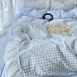 Yeknu  Korean Princess Style Lattice Double Layer Lace Bedding