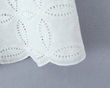 Yeknu  European And American Style Summer Women's Suit White Short-sleeved Shirt + Lace Skirt Embroidery 2-piece Set Skirt