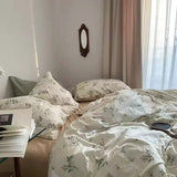 Yeknu Korean Retro Floral King Size Bedding Set 100% Cotton Home Textile Bedding Sets Soft Single Double Duvet Cover Set with Sheets