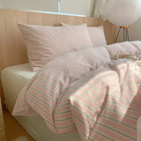 Yeknu  Nordic Sling Cotton Pink Stripes Duvet Cover 150x200 Size Girl's Room Housse De Couette Skin Friendly Breathable Comforter Sets