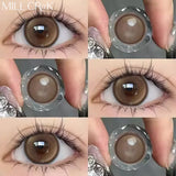 Yeknu  2PCS Myopia Eye Brown Lenses Contact Lenses for Eye Natural Brown Pupils Beauty Cosmetic Contacts Color Lenses Yearly