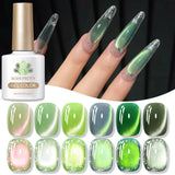 Yeknu  10ml Green Endless Summer Cat Magnetic Gel Nail Polish  Glass Bead Shadowstar Bamboo Soak Off UV Nail Art Varnish