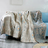 Yeknu  Bohemian Cotton Muslin Sofa Cover Reversible All Season Versatile Soft Furniture Protector Summer Quilt Couch Use