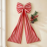 Yeknu  210cm Super Large Christmas Bow Decorations Red and White Stripes Xmas Tree Bowknot Pendant Ornament for DIY New Year Home Decor