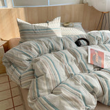 Yeknu  Nordic Sling Cotton Pink Stripes Duvet Cover 150x200 Size Girl's Room Housse De Couette Skin Friendly Breathable Comforter Sets