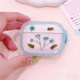Yeknu  Cute dried flower transparent headphone case protective cover with circular ring and shock-absorbing protective cover
