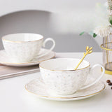 Yeknu  High End Exquisite Phnom Penh Pumpkin shape Ceramic Black Tea Cup Afternoon tea European Bone Coffee Cup and Plate Set,1Pc