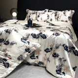 Yeknu  new high-end luxury silky Sleeping naked digital printing washed silk style Bedding Set Duvet Cover Bed Sheet Pillowcases