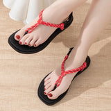 Yeknu  Summer new knot toe casual Velcro sandals flat flip-flop sandals comfortable women's shoes