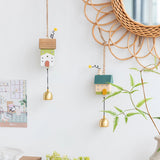 Yeknu  Nordic Wood House Wind Chime Handmade Hanging Bell Door Handle Wall Kids Room Decorations Garden Home Office Nursery Decor