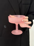 Yeknu  Pink Drill Patterned Glass Ice Cr Cup Dert Glass Sculpted Design Single Layer Universal Cup Nordic Sle 200ml Capaci