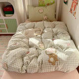 2025 New Class A Cartoon Pure Cotton Four-Piece Set Student Small Fresh Dormitory Quilt Cover Bed Sheet Three-Piece Set