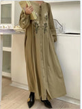 Yeknu  Vintage Embroidery Flower Long Dress Women Spring Summer Casual Loose Ladies Dresses Lantern Sleeve Woman Boho Dress