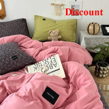 Yeknu  Mixed and matched small floral fiber washed cotton solid color four-piece quilt cover girl heart 1.5m 1.8 sheets