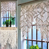 Yeknu  Hand-made Macrame Leaf Patter Curtain Tapestry Bohemia Hanging Window Door Tassel Curtain Wall HangingTapestry Room Decoration