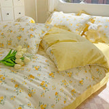 Yeknu  Comforter Botanical Flowers Garden Ultra Soft & Breathable 100%Nature Cotton Bedding Sets With Flat/Fitted Sheet 2 Pillowcases