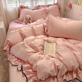 Yeknu  Luxury Ice Silk Cooling Bedding Set, Summer Washable Silk 3/4 Pcs Duvet Cover/Sheet