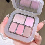 Yeknu  Korean 5 in 1 Eyeshadow Blush Palette Pearlescent Matte Smoky Black White Cement Grey Travel Friendly