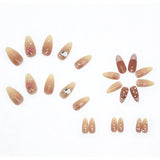 Yeknu  24pcs Bow Press on Nail Heart-shaped Diamond Artificial Fake Nails Seamless Removable False Nail