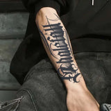 Yeknu  1pc Dark Style Text Arm Waterproof Temporary Tattoo, Long-Lasting 1-2 Weeks, Realistic Semi-Permanent Fake Tattoo