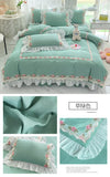 Yeknu Princess Style Korean Bed Skirt Bed Sheet Embroidered Ruffle Lace Quilt Cover Ins Bedding For Girls Luxury Home Textiles