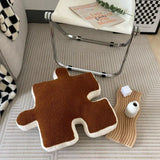 Yeknu Blacket White Irregular Jigsaw Seat Cushion Chair Soft Back Cushion Home Decor Throw Pillow Comfortable Teddy Velvet Cushions
