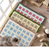 Yeknu  Cute Plaid Soft Tufted Carpet Ant-slip Rug Floor Mats Bathroom Absorbent Bathroom floor mat plush carpet toilet non-slip