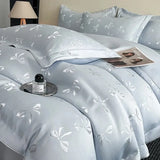 Yeknu  Jacquard washed Tencel 4-piece set, butterfly ice silk smooth quilt cover for bare sleeping, high-end 3-piece bedding
