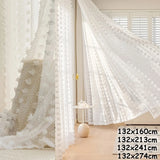 Yeknu  White Voile Sheer Curtains for Living Room Pompom Window Drapes Rod Pocket Party Wedding Decor Valance Door Curtains Net Panels
