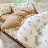Yeknu  Class A super soft jacquard cloud yarn cotton four-piece set, bed sheet, bed hat, quilt cover, student dormitory bed