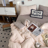 Yeknu  New Washed Cotton Single Quilt Cover Solid Color Double Duvet Cover Skin Friendly and Comfortable Bedding 150x200 180x220