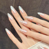 Yeknu  10pcs Handmade Press on Nails Retro Brown Almond Dot Print Design False Nails For Girl Wearable Sweet Cool Glossy Fake Nail Tips