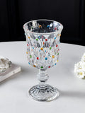 Yeknu  Elegant Glass Champagne Cup Creative Painted High Foot Red Wine Glass Pair Gift Women's Style French Aesthetic High Value