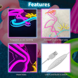 Yeknu  Flamingo Neon Sign Sun Wave Neon Light USB for Bedroom Living Room Wedding Events Party Decoration LED Neon Light for Wall Decor