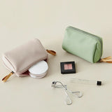 Yeknu  Portable Travel Korean Style Makeup Bag Outdoor Student Pen Bag Mini Wash Bag Simple Elegant Lady Storage Bag round Cylinder