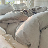 Yeknu Striped Duvet Cover Set Quilt Set Ins Nordic Grey Bed Set Of Four Pieces, Home Luxury Bedding Set Bed Sheets