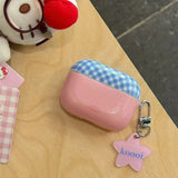 Yeknu  Pink yellow plaid is suitable for Apple earphone case AirPods wireless bluetooth earphone case