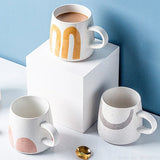 Yeknu  1pc Creative Ceramic 320ml Mug Stainless Steel Spoon With Wooden Lid Home Tea Room Study Office Supplies Gift Milk Coffee Cup