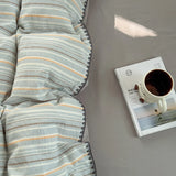 Yeknu Nordic Bedding Set Striped Duvet Cover Set 100% Cotton Soft Flat Sheet Single Twin Size Double Bed Sheet Set For Bedroom Decor