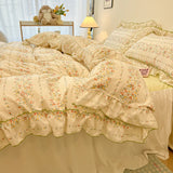 Yeknu  Fresh Botanical Floral Bedding Set for Kids and Adults, Leaves, Flower Duvet Cover, Pillowcases, Soft Washed Cotton, Home Textil