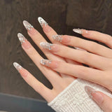 Yeknu  10pcs Handmade Press on Nails 3D Strawberry Bear Fake Nails Wearable Detachable Dream Pink Cartoon Korean Sweet False Nails