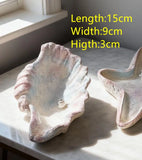 Yeknu  Nordic Style Gypsum Jewelry Tray Shell Conch Vanity Table Organizer Jewelry Display & Dessert Serving Plate