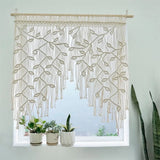 Yeknu  Hand-made Macrame Leaf Patter Curtain Tapestry Bohemia Hanging Window Door Tassel Curtain Wall HangingTapestry Room Decoration